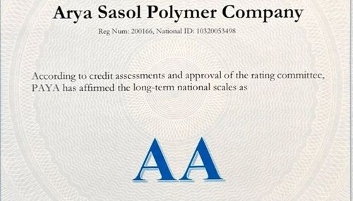 به گزارش خبرانرژی به نقل از روابط عمومی شرکت پلیمر آریاساسول، کمیته رتبه‌بندی اعتباری شرکت «پایا» که در چهار سال گذشته رتبه اعتباری بلند مدت AA، را به شرکت آریاساسول با نماد «آریا» تخصیص داده بود، براساس بازنگری انجام شده، رتبه اعتباری بلندمدت AA این نماد را تمدید کرد و این شرکت همچنان بالاترین رتبه اعتباری شرکت‌های ایرانی را در اختیار دارد.